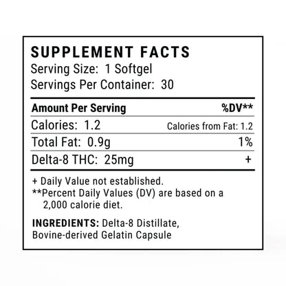 25mg Delta 8 Softgel Capsules - Delta-8 THC Products | Hope and Herbs