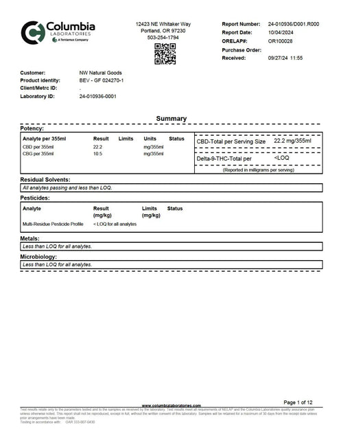 WYLD CBD+CBG Grapefruit Sparkling Water - Beverages | Hope and Herbs